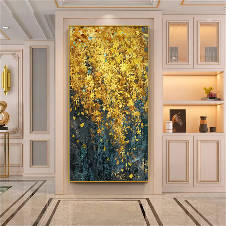 100% Hand-painted Canvas Oil Painting Four Seasons City Flowers Modern Abstract Landscape Oil Painting