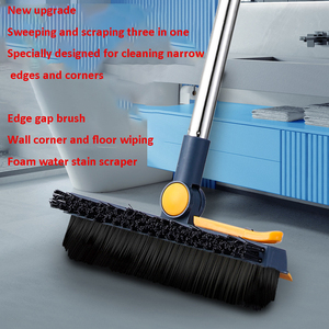 Brosse à <span class=keywords><strong>carrelage</strong></span> 3-en-1 en nylon rigide et PP, écologique, à long manche, pour coins difficiles, nettoyage efficace des sols et salles de bain - Product Image 2