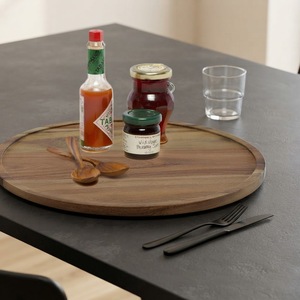 10" Round Acacia Wood Lazy Organizer <b>Kitchen</b> Turntable From China <b>for</b> Cabinet Pantry Table Organization - Product Image 4