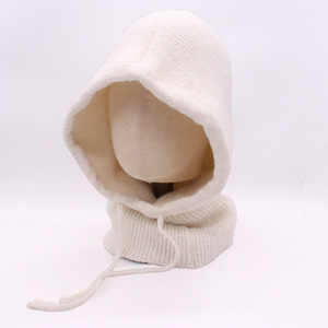 Cagoule <span class=keywords><strong>tricot</strong></span>ée d'hiver pour <span class=keywords><strong>femme</strong></span> avec cordon de serrage intégré, écharpe et <span class=keywords><strong>capuche</strong></span> chaudes pour l'extérieur - Product Image 4