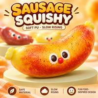 Jouet Squishy en PU en forme de saucisse amusante, à remontée lente, mignon, anti-stress, couleurs assorties, vente en gros