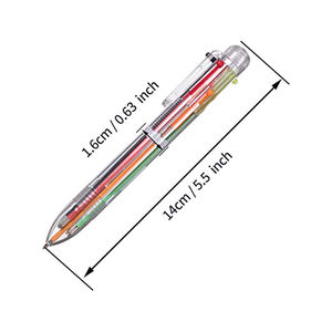 Stylos à bille rétractables multicolores en plastique transparent 6 en 1 de 1,0 mm, personnalisés pour les fournitures de bureau et scolaires - Product Image 2