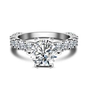 Usine en gros argent 925 Original <span class=keywords><strong>3</strong></span> <span class=keywords><strong>carats</strong></span> brillant coupe passer <span class=keywords><strong>diamant</strong></span> Test D couleur Moissanite bague de mariage pour les femmes - Product Image 2