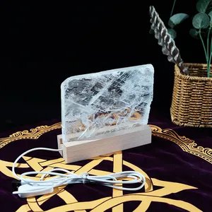 Kristal grosir energi kristal merek mewah gratis meditasi lampu selenite untuk kamar