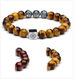 Aceworks Natural <b>Bead</b> for <b>Man</b> Tiger Eye <b>Bracelet</b> Wholesale Stone <b>Bracelet</b> Custom Laser Engraved Logo Silver <b>Beads</b> - Product Image 2