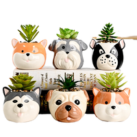 Pot à succulentes en céramique en forme de chien de dessin animé, best-seller, jardinière en forme d'animal pour la décoration intérieure et mini-plantes de jardin