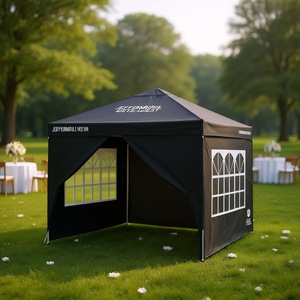 Tente de réception pliante 3x3 m pour extérieur, en polyester noir avec structure en aluminium, idéale pour mariages, fêtes, terrasses, camping, abri de jardin, pavillon - Product Image 2