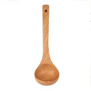 Cuillère de service en bois de hêtre naturel, accessoires de cuisine, louche à soupe personnalisée, cuillères en bois