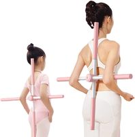 Bâton d'entraînement de Pilates réglable à bosse Caractéristique rétractable Correction de posture Danse Yoga Soulagement des douleurs dorsales Acier rose