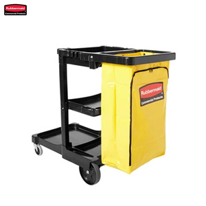 <span class=keywords><strong>Rubbermaid</strong></span> FG617388BLA <span class=keywords><strong>Chariot</strong></span> de nettoyage traditionnel avec sac en vinyle jaune à fermeture éclair pour ramasser les déchets et transporter les outils - Product Image 5