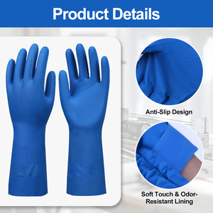 Guantes Industriales <span class=keywords><strong>de</strong></span> Nitrilo XINGYU <span class=keywords><strong>de</strong></span> 33 cm, Azules, Resistentes a Químicos, Ácidos y Álcalis, para Laboratorio - Product Image 6