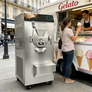 เครื่องทำไอศกรีม 68 ลิตร/ชั่วโมง พร้อมคอมเพรสเซอร์ในตัว - เครื่องทำไอศกรีมแบบแบทช์ฟรีซเซอร์ระดับมืออาชีพสำหรับธุรกิจ พร้อมเครื่องทำเจลาโต้แบบแข็ง - Product Image 1