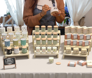 Support de présentation à plusieurs niveaux en bois personnalisé |   Présentoir empilable pour cupcakes et aliments |   Stand d'exposition pour vendeurs OEM pour salons d'artisanat - Product Image 3