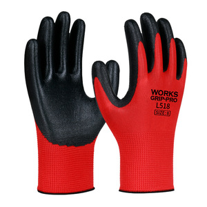 Gants de travail Works Grip-Pro en nitrile L518 Taille 8 Antidérapants Durables pour atelier - Product Image 1