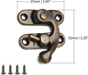 Cierre de cerradura Vintage antiguo, gancho de pestillo derecho, pestillo de brazo oscilante, Pestillos de caja de bronce plateado con tornillos, 10 Uds. - Product Image 3