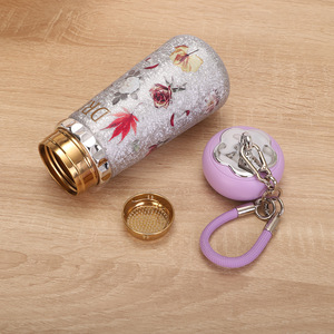 Mini Thermos Cup Titanium Coated Small Capacity Portable Water <b>Bottle</b> With Strap For Gift <b>Pink</b> Purple White Blue - Product Image 2