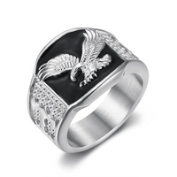 Bague Hip-Hop Tendance Homme Plaqué Or Ailes Volantes en Acier Inoxydable Audacieux Style Européen et Américain, Meilleure Vente Transfrontalière