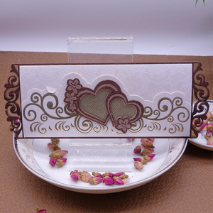High End Wooden <strong>Heart</strong> Style Wedding Invitation <strong>Cards</strong> Creative Greeting <strong>Cards</strong> European Style Gold Stamp Invitation <strong>Cards</strong> - Product Image 3