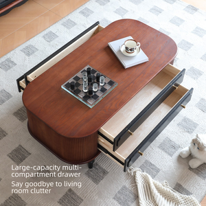 Meuble <span class=keywords><strong>TV</strong></span> moderne en bois massif, table basse rétro française avec tiroirs de rangement pour appartement, hôtel, salon, mobilier de maison - Product Image 5