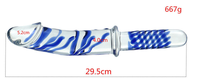 Ninghao Crystal Anal Plug Butt Glass Dildo Realiste en Verre avec Texture Spirale Bleue en Relief
