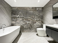 Slab Kuarsa Alam Brazil Black Phantom Poles Transparan Desain Interior Modern untuk Ruang Tamu dan Dapur Villa