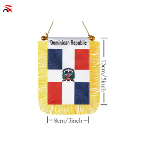 Bandera Miniatura de República Dominicana al por Mayor con Borde Dorado y Cuerda para Colgar, Recuerdo - Product Image 2