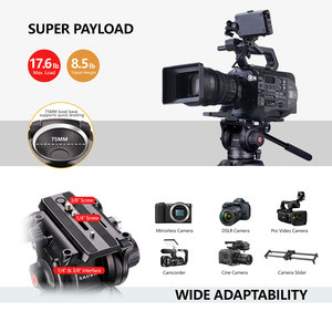 Trípode para Cámara de Video con Cabezal Fluido RAUBAY de 69 Pulgadas, Soporte Resistente para Cámara - Product Image 5