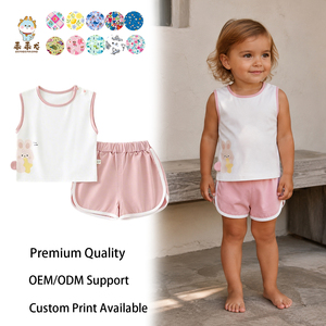 Conjunto <span class=keywords><strong>de</strong></span> 2 Piezas para Niña Pequeña Guai Premium, Camiseta sin Mangas con Estampado <span class=keywords><strong>de</strong></span> Conejito y Pantalones Cortos, Transpirable y Cómodo para el Verano - Product Image 1