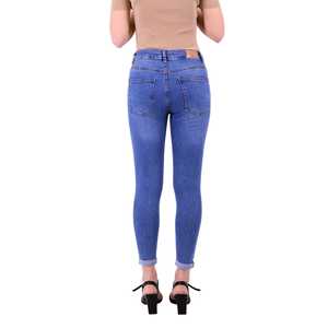 Double-Leg Flared Bootcut Denim Pants for Ladies Stretch <b>Waist</b> Crop <b>Jeans</b> <b>Elastic</b> Closure Ripped Decoration Skinny Slim Style - Product Image 4