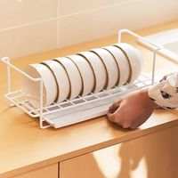 Rak Piring Dapur Stainless Steel Lipat & Dapat Dipindahkan Tanpa Perlu Pemasangan Penyimpanan Kabinet Kecil untuk Mangkuk dan Piring