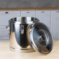 Baril d'isolation thermique en acier inoxydable de grande capacité Grandes casseroles pour la cuisson Récipient alimentaire à double paroi Seau à glace en mousse