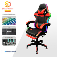 Chaise de jeu OEM 2025 en similicuir PU, économique, avec fonction massage, accoudoirs et repose-pieds ergonomiques et réglables