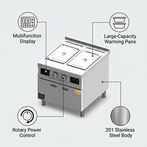 Commercial Double Pan Induction Soup Warmer with Cabinet for Restaurants Food Stalls Catering and Food Service Dealers - Product Image 6
