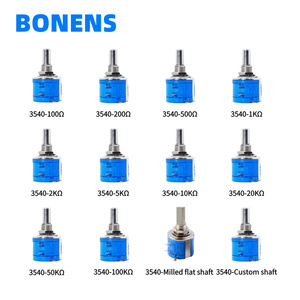 Potentiomètre bobiné BONENS 3540S 10 tours 2W 5% 100 Ohm-100K Ohm Broches PC 40x22x22mm - Product Image 5