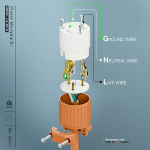 Prise de courant verrouillable NEMA L5-30R(L5-30C) 30A 125V homologuée ETL, prise femelle pour générateur, 2 pôles, 3 fils, prise industrielle verrouillable - Product Image 2