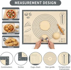 Tappetino <span class=keywords><strong>in</strong></span> Silicone Extra Spesso Antiaderente per Pasticceria, Accessori da Cucina, Foglio da Forno per Croste di Torte, Pane a Lievitazione Naturale, Rivestimento per Forno - Product Image 5