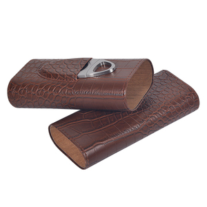 Prix de gros porte-cigare en cuir avec coupe porte-cigare en cuir classique étui à cigares en cuir à <span class=keywords><strong>3</strong></span> doigts - Product Image 3