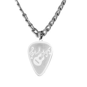 قلادة على شكل ملاقطة جيتار من الفولاذ المقاوم للصدأ مع نقوش نوتات موسيقية، هدية عصرية للجنسين - Product Image 6