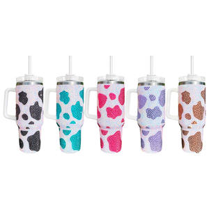 Nouveau Gobelet Isotherme OEM 2024 de 40 oz avec Poignée et Couvercle, Motifs Strass Scintillants, Gobelet Diamant Étincelant pour Filles - Product Image 6