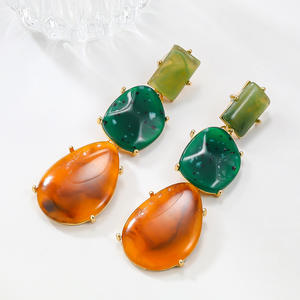 Nouveaux <span class=keywords><strong>bijoux</strong></span> Street Auction boucles d'oreilles couleur bloquant tendance Style bohème résine boucles d'oreilles pendantes pour les femmes - Product Image 2