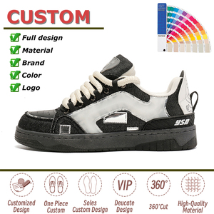 Zapatillas de Skate OEM para Hombre con Logo Personalizado y Parte Superior de Mezclilla y PU, Zapatillas para Caminar a la <span class=keywords><strong>Moda</strong></span> de Diseño de Lujo para Hombre - Product Image 2
