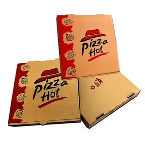 Usine Impression Personnalisée Pas Cher Prix Bas Recyclable Personnalisé épaissi double boulangerie moderne Boîte à pizza carrée rouge