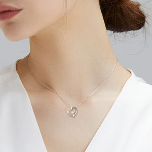 Cadeau de fête des mères Coeur Charm Jewelry Women I Love You 925 Sterling Silver Chain Birthday Moissanite Diamond Pendant Necklace - Product Image 3