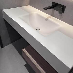 Lavabo de Baño de Piedra Natural Curvado a Medida, Diseño de Una Pieza, Doble Lavabo, Mueble de Baño con Lavabo Integrado - Product Image 3