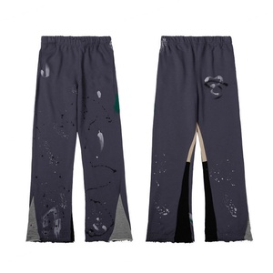 Pantalones Deportivos Casuales Elegantes de Pierna Ancha con Estampado de Salpicaduras de Pintura, 100% Algodón Francés, Cintura Media, para Hombre, de Alta Calidad y Personalizados - Product Image 4
