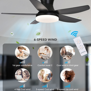 Ventilateur de plafond moderne intelligent avec télécommande, pales en ABS, installation basse, décoration, LED avec lumière F5151D-42, ventilateur de plafond avec lumière F5 - Product Image 5