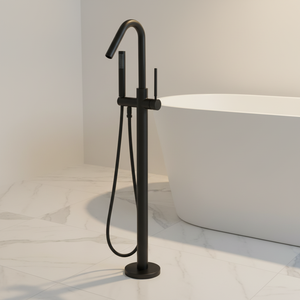 Robinet de <span class=keywords><strong>baignoire</strong></span> sur pied avec <span class=keywords><strong>douchette</strong></span>, mitigeur de <span class=keywords><strong>baignoire</strong></span> autoportant en laiton à poignée unique pour salle de bain et hôtel - Product Image 4