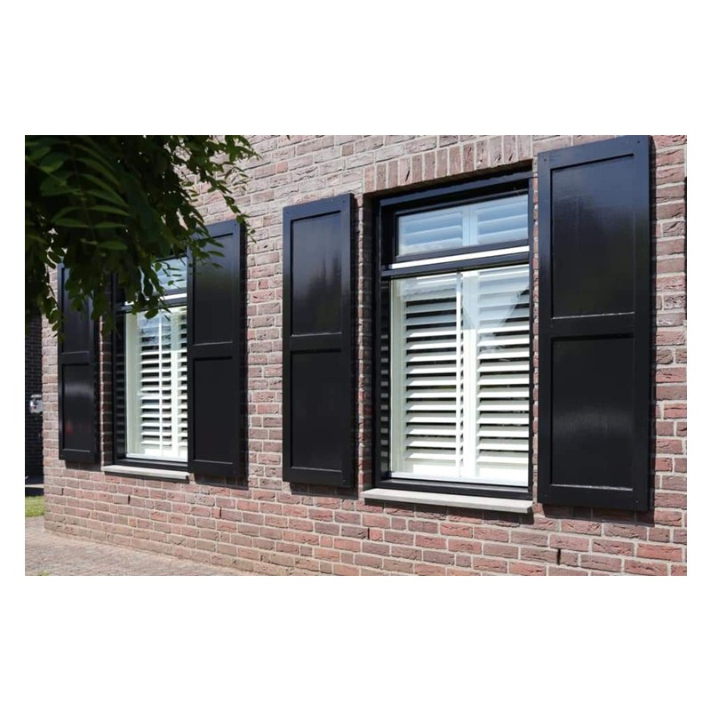 solid wood exterior window shutters Hot Sale rail black solid wood exterior shutters From China