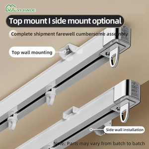 YIJIALE Aluminum <strong>Curtain</strong> Track Set <strong>with</strong> <strong>Hooks</strong> Adjustable Length Ceiling/Wall Mount <strong>Curtain</strong> Rail System White - Product Image 5