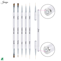 Nouvel Arrivage – Ensemble de Pinceaux à Ongles Professionnels avec Manche Métallique Blanc et Logo Personnalisé – Double Pinceau pour Gel, Idéal Salon et Domicile